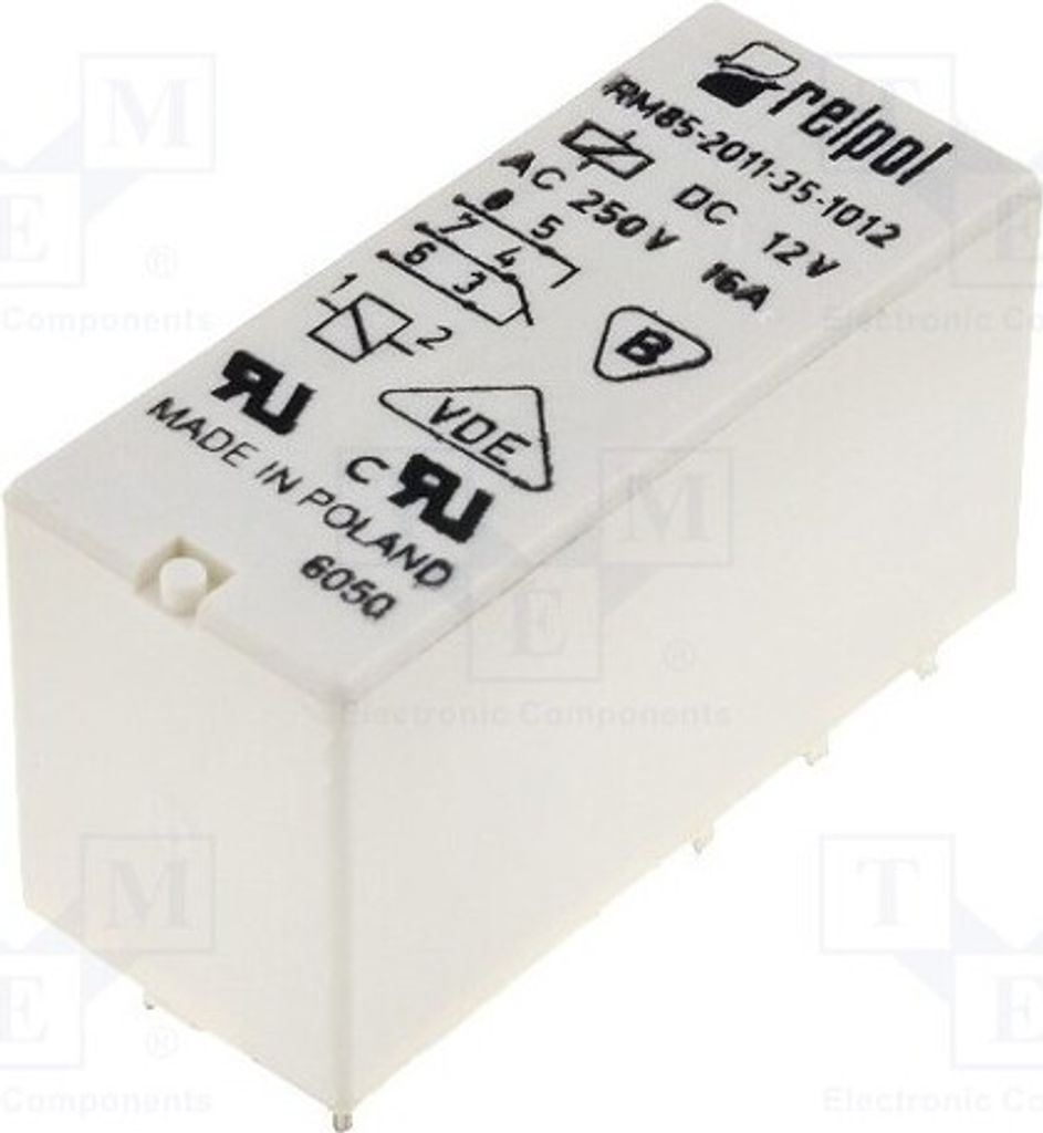 1x Relais: elektromagnetisch USpule : 12VDC 16A/250VAC Mini RM85-2011-35-1012 El