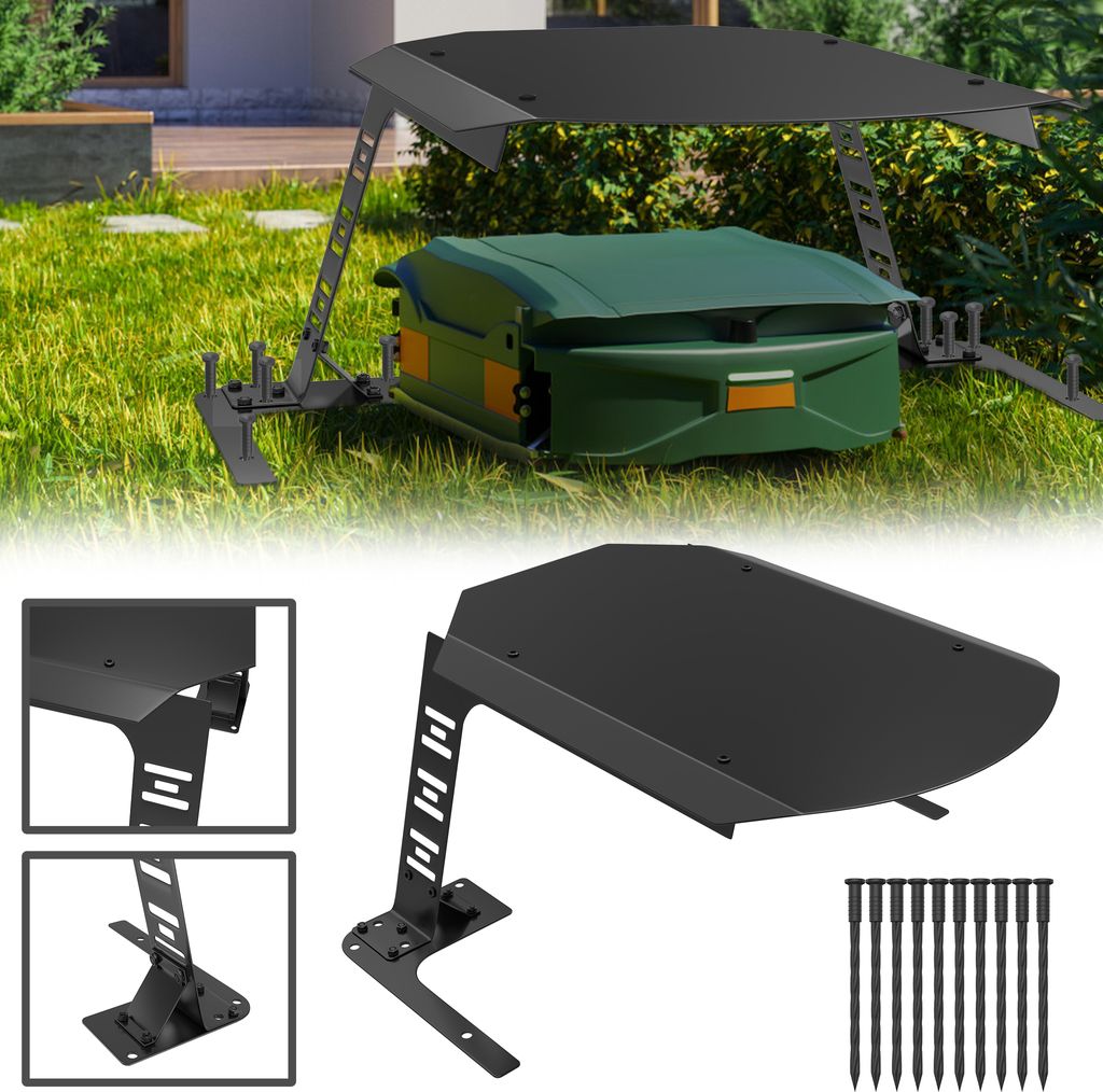 UISEBRT Mähroboter Carport, Überdachung für Rasenroboter, Garage Dach aus Eisen, Schutzgarage für Mähroboter, wetterfeste Mährobotergarage f...