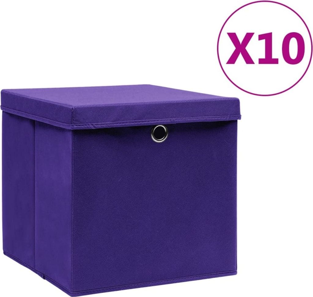 Aufbewahrungsboxen mit Deckeln 10 Stk. 28x28x28 cm Lila