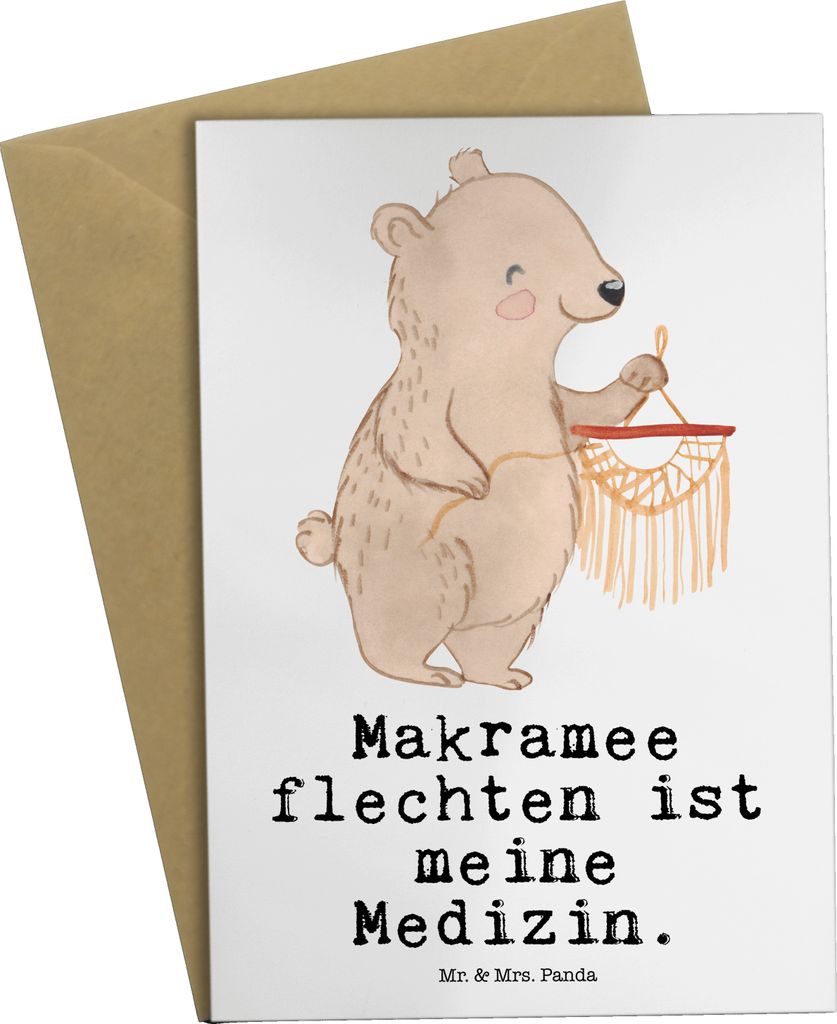 Mr. & Mrs. Panda Motivkarte Bär Makramee - Weiß - Geschenk, Produktbild 
