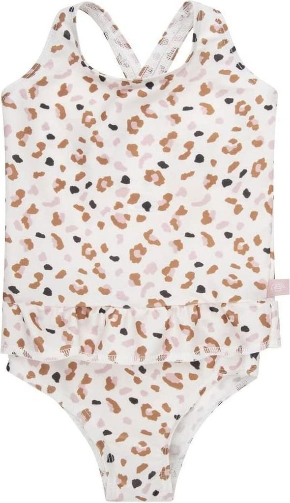 Swim Essentials UV Badeanzug, für Mädchen weiß/khaki Leoparden Muster 146/152