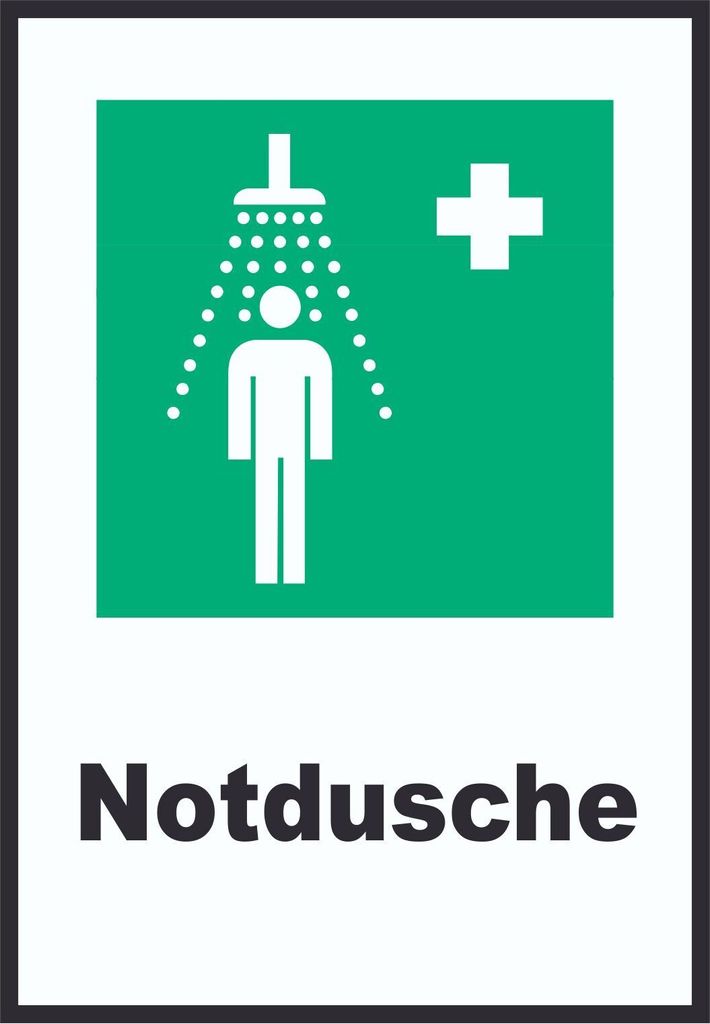 Notdusche Schild A2 Rückseite selbstklebend