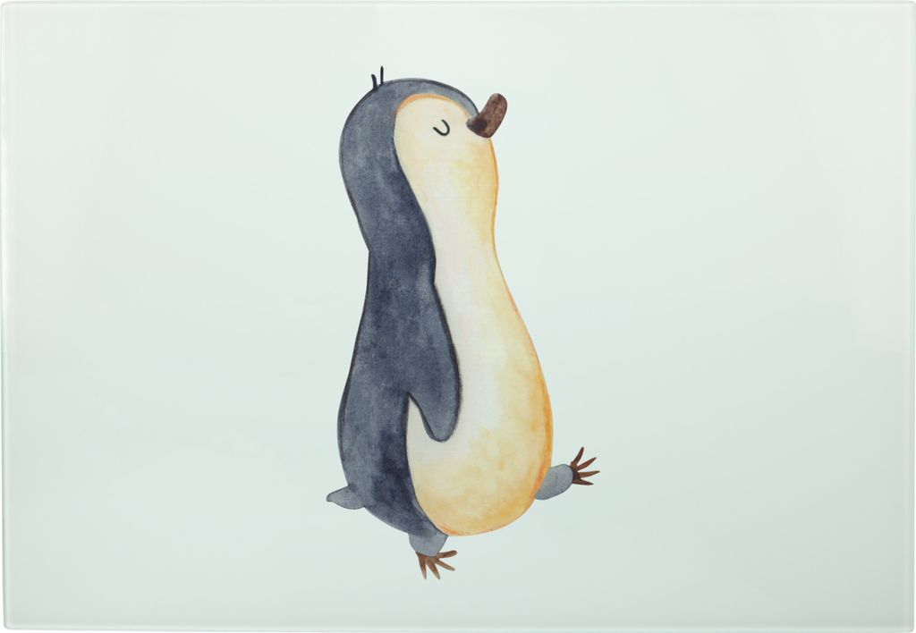 Mr. & Mrs. Panda Servierplatte Pinguin marschieren - Weiß - Geschenk, Spazieren, Familie, Frühstücksbrett, Stolz, Vesperplatte, Glas Schneidepla...