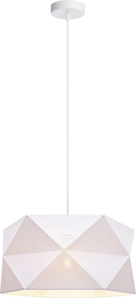 Hängeleuchte Metall Stoff D: 70 cm H: max. 90 cm in Weiß Gold E27 rund Modern Pendelleuchte