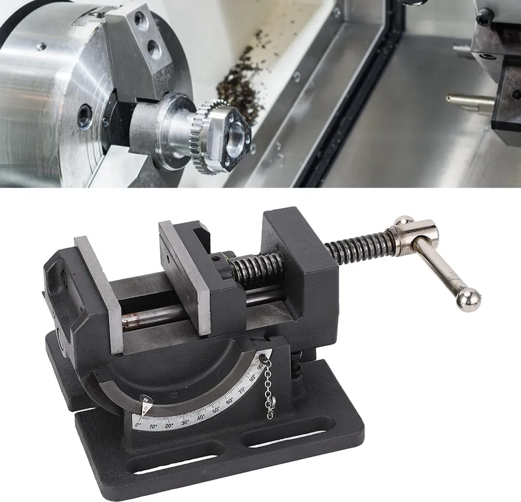 Dispositif pour perceuse avec étau en croix et base fonte pour angle variable