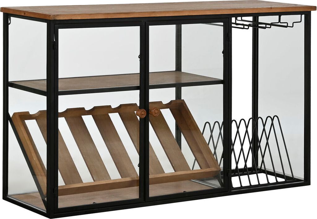 Botellero Home ESPRIT Natural Madera Metall Cristal 102 x 32 x 60 cm