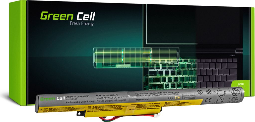 Green Cell L12M4F02 L12S4K01 Laptop Akku für Lenovo IdeaPad P500 Z500 Z500A Z505 Z510 Z400 (4 Zellen 2200mAh 14.4V)