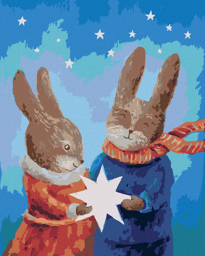 Zuty - Malen nach Zahlen - VERLIEBTE KANINCHEN, 40x50 cm, Produktbild 