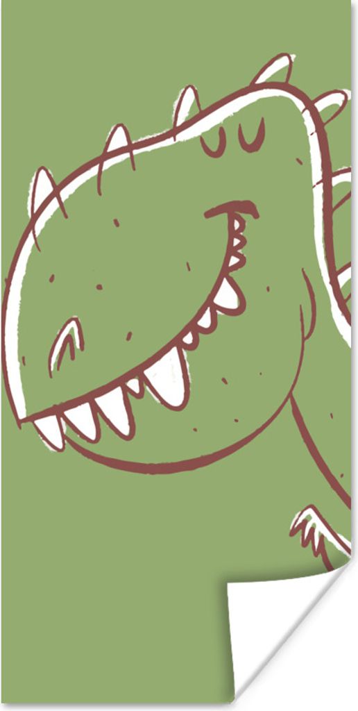 MuchoWow Poster Dinosaurier - Tiere - Grün - Zeichnung - Kinder - Kinder 20x40 cm - Plakat - Foto