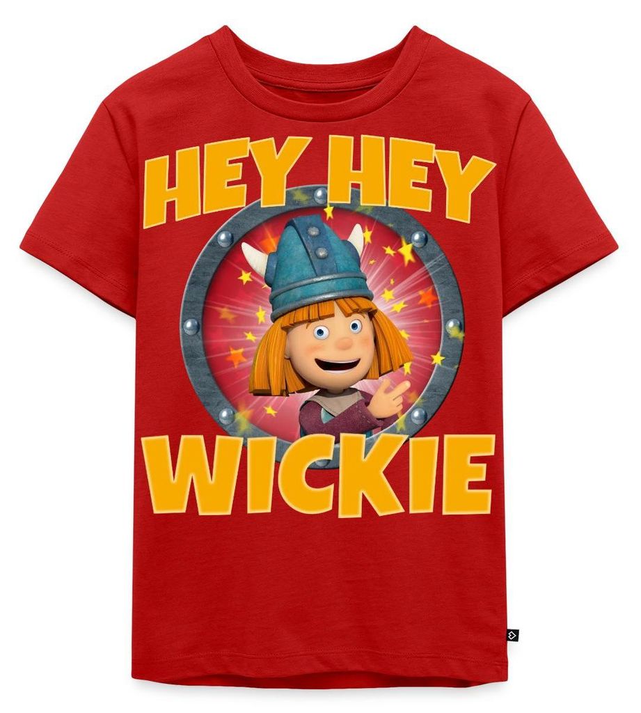 Spreadshirt Wickie Und Die Starken Männer Hey Hey Wickie Lied Kinder Premium T-Shirt, 134/140 (8 Jahre), Rot