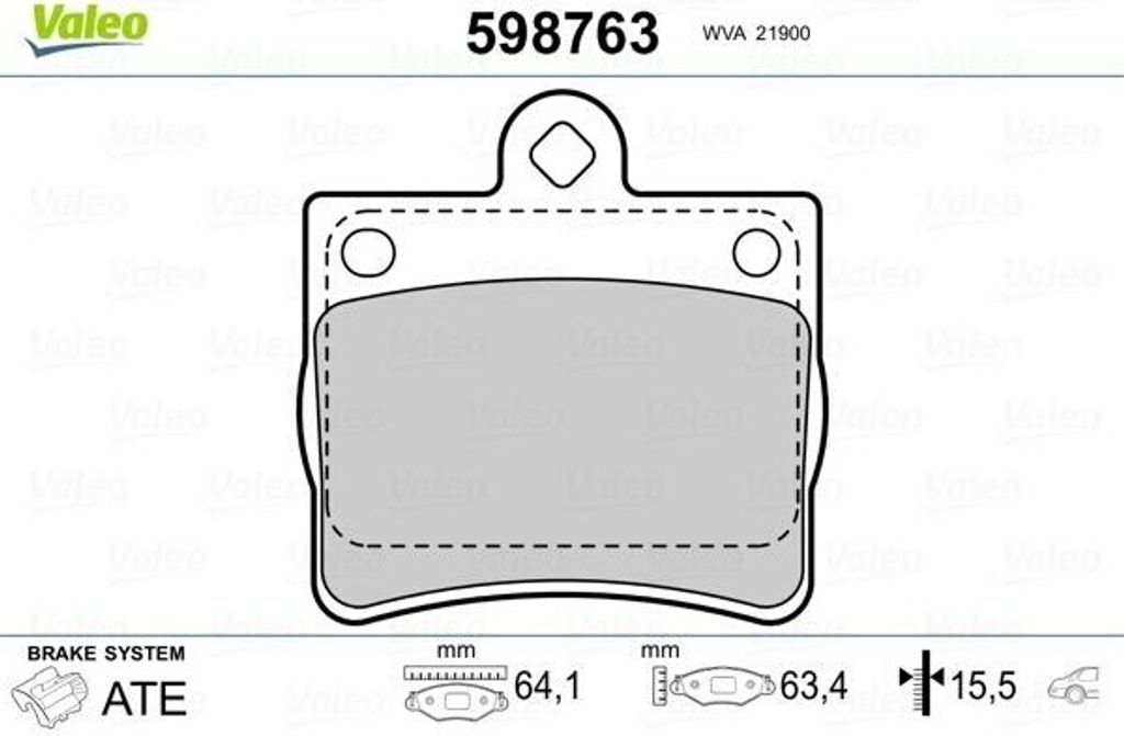 VALEO 598763 - OE 24205120 Bremsbeläge, Hinten für C-Klasse (W202), C-Klasse (W205), C-Klasse (A205), C-Klasse (C205), C-Klasse (S205), E-Klasse ...