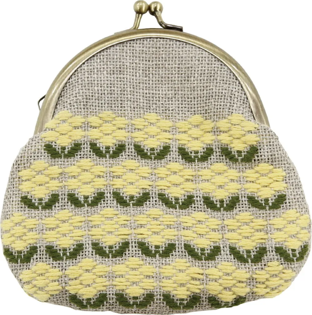 Kit Broderie Point Compté Sac à Clip Japonais Motif Nanohana Jaune