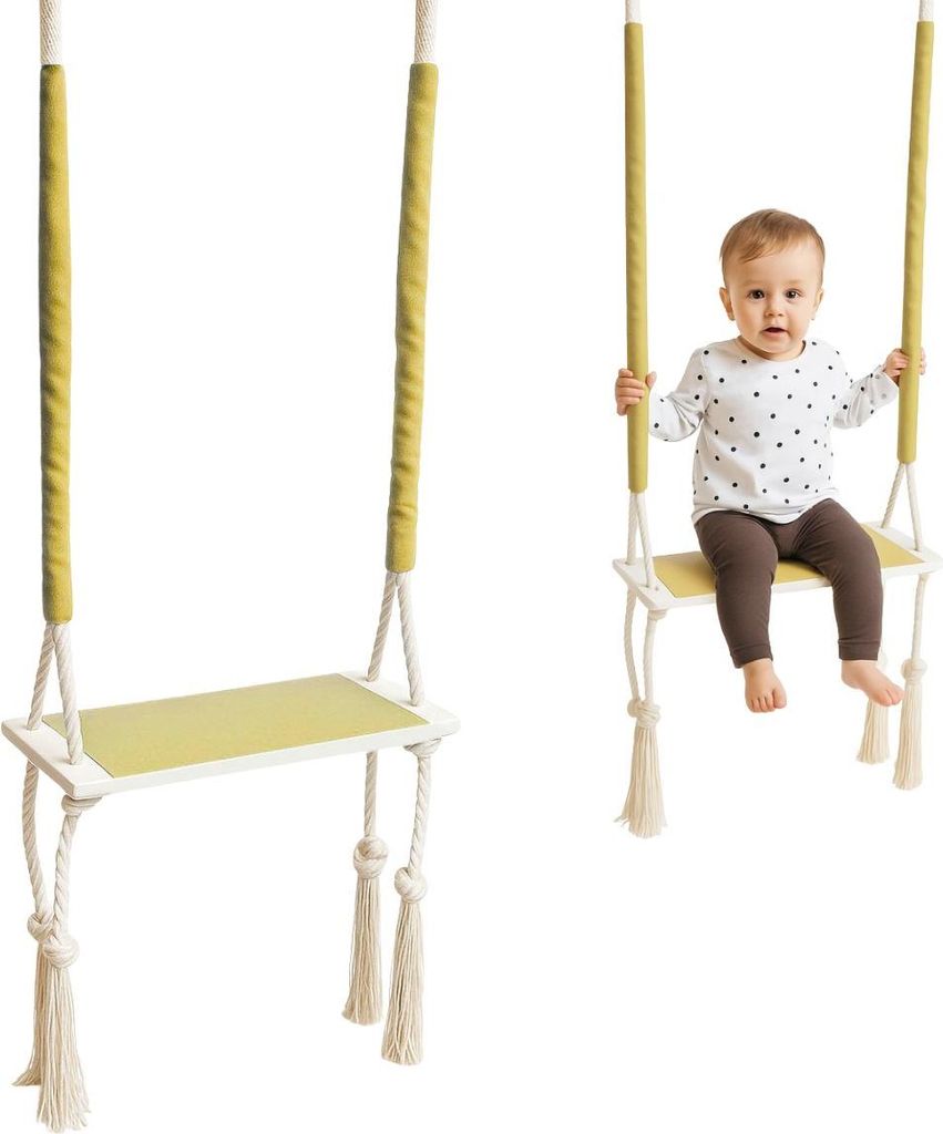 Hängeseil | Kinderschaukel | Holzschaukel | Babyschaukel | Schaukelstuhl mit Schwammkissen
