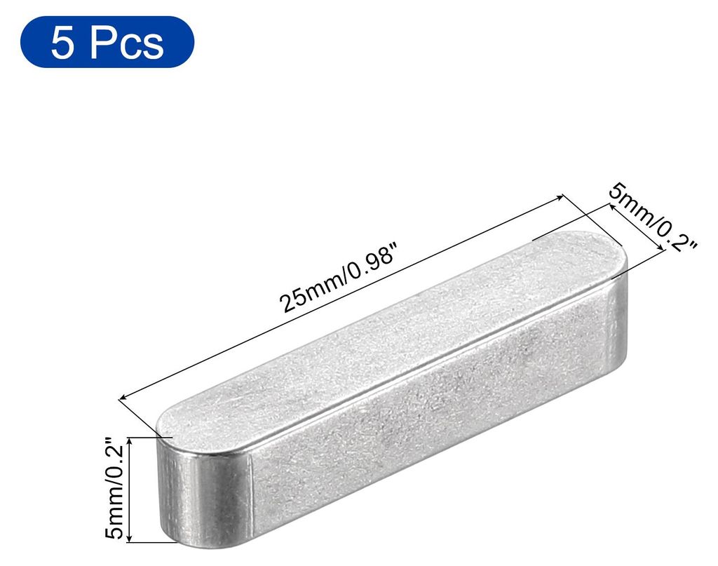 5 Stš¹ck Rundkopf-Federkeil, 5x5x25mm Round Ended Passfeder Edelstahl Professioneller Paralleler Antriebswellenkeil fš¹r Befestigungselemente d...