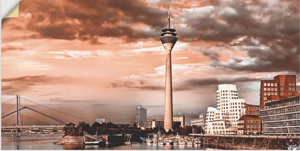 ARTland Wandbild, selbstklebend Düsseldorf Skyline III Größe: 60x30 cm