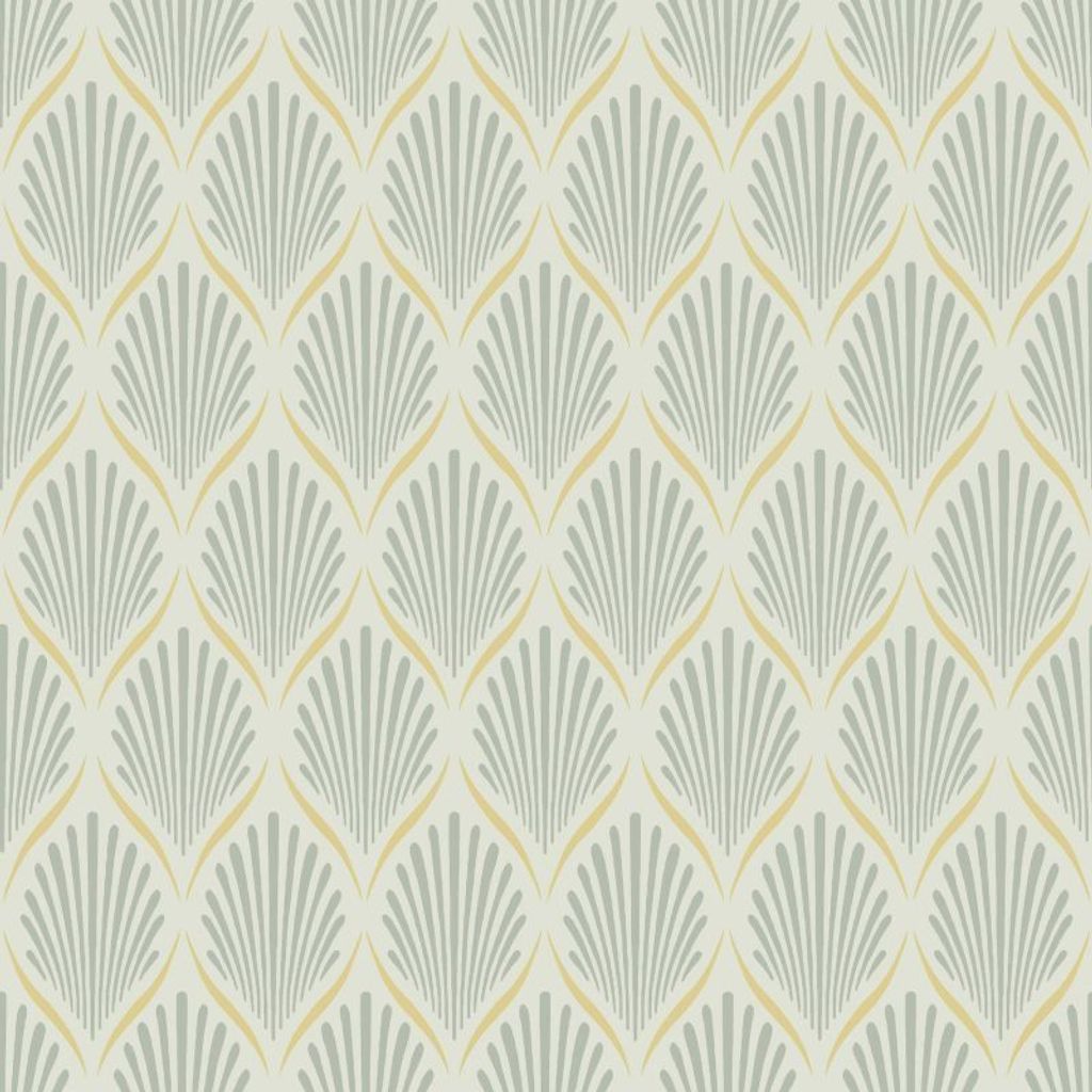 Duro Tapete Art Decó Muster Grün - 661157 - 53 cm x 10.05 m