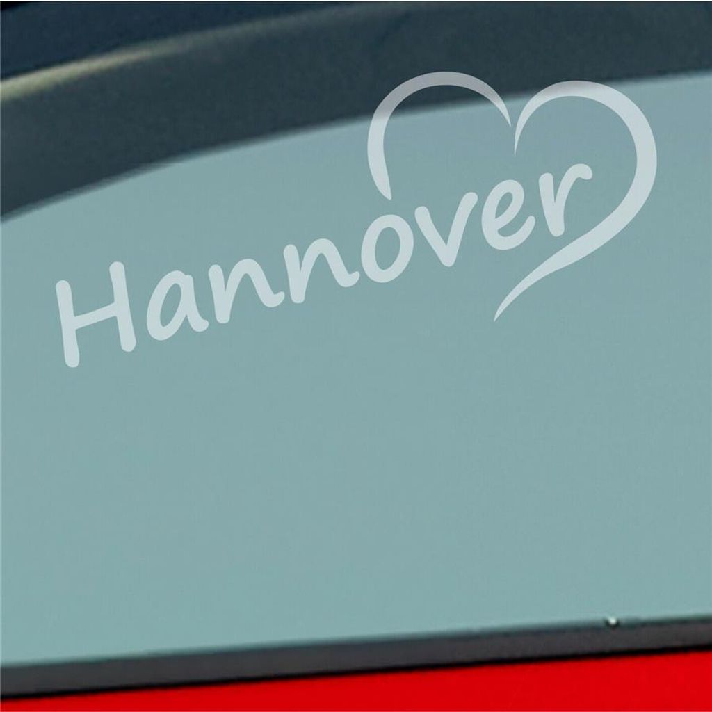 Auto Aufkleber Hannover Herz Stadt City Liebe Love 19,5x8 cm Milchglas Sticker Heckscheibenaufkleber