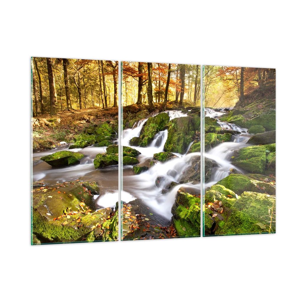 Bilder auf glas - Sonne Berg Bach Park - 105x70cm - Glasbilder - Wandbilder - Kunstdruck - zum Aufhängen bereit - Wanddekoration aus Glas - Glas B...
