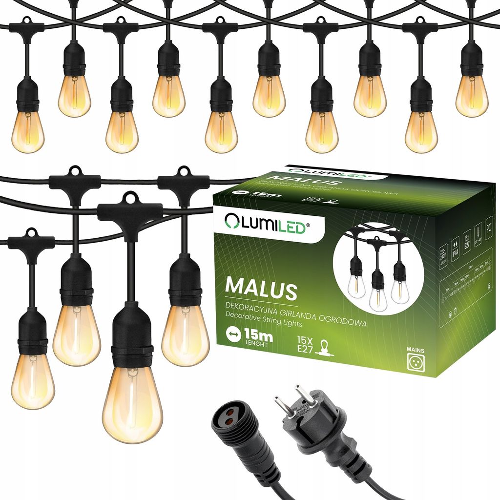 LUMILED rozprávkové svetlá vonkajšie 15M s 15 E27 LED 1,3W Obrázok produktu 