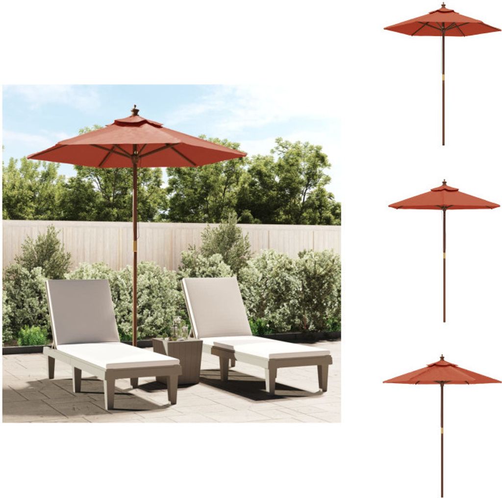 vidaXL Sonnenschirm mit Holzmast Terrakotta 196x231 cm - Sonnenschirme & Sonnenschutze