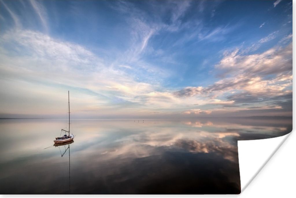 MuchoWow Poster Segelboot auf dem ruhigen Wasser des Meeres 120x80 cm - Bilder