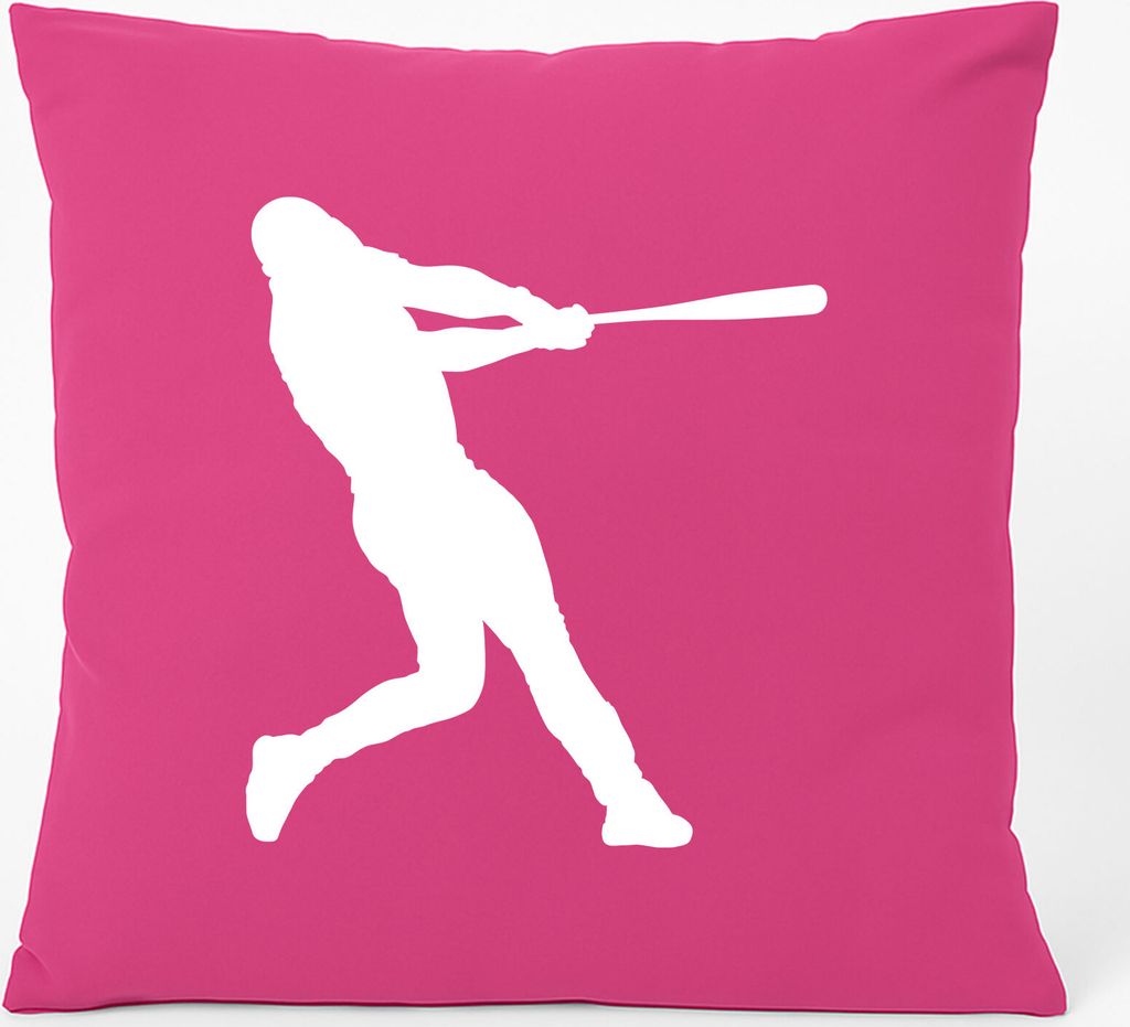 Huuraa Kissen Baseball Silhouette 40x40cm mit Füllung Fuchsia Baumwolle Dekokissen Geschenkidee