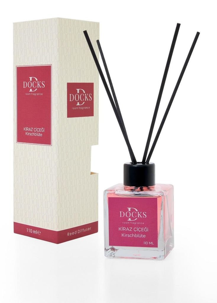 DOCKS Raumduft Diffuser mit Stäbchen – Verschiedene Düfte zur Wahl, 110ml Kirchblüte