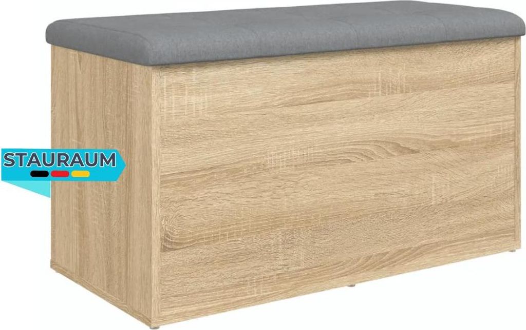 Sitzbank JONA mit Stauraum Sonoma-Eiche 82x42x45 cm | Aufbewahrungsbank Flurbank Garderobenbank