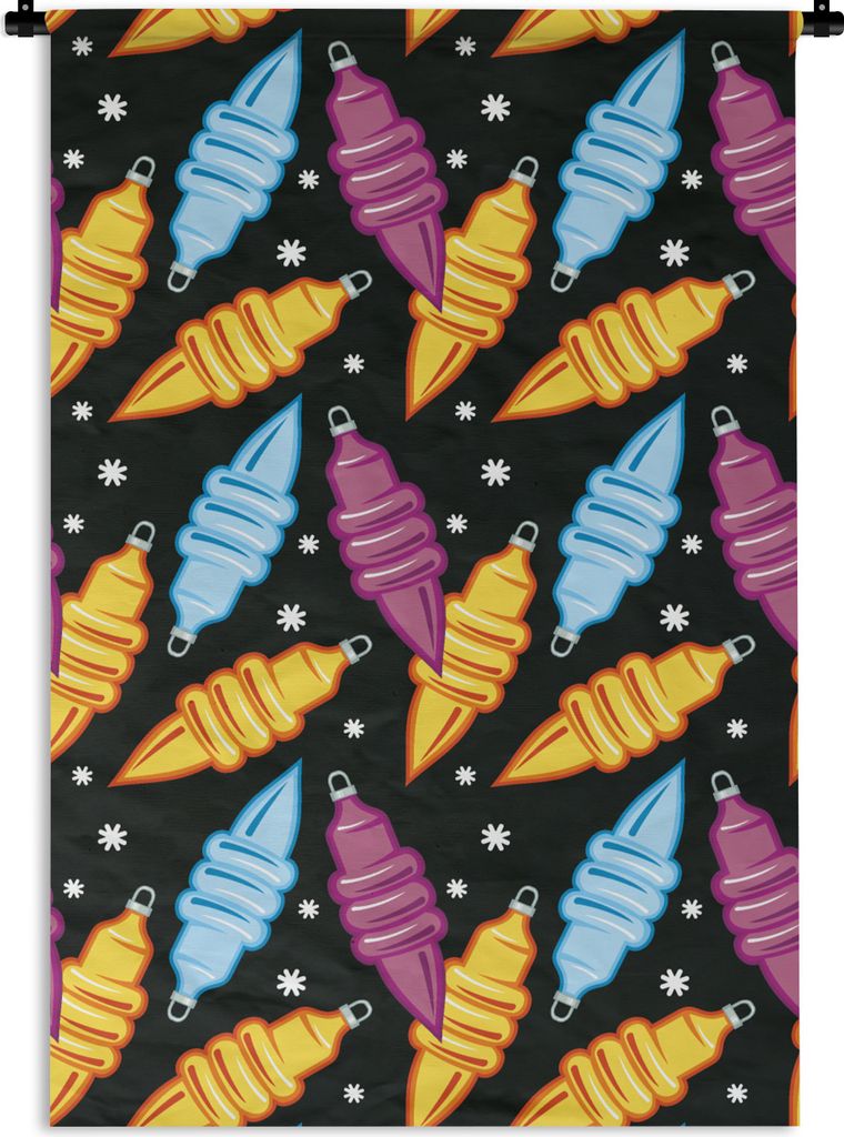 MuchoWow Wandteppich Wandbehang Weihnachten - Muster - Lampe 90x135 cm Tapisserie Dekoration Wandtuch - Baumwolle - Wandskulptur
