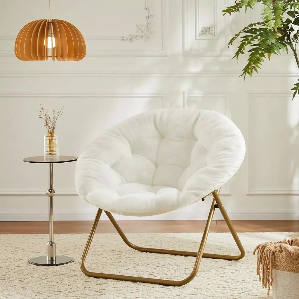 Fauteuil de camping Moonchair soucoupe avec tabouret de pied - Blanc - 5