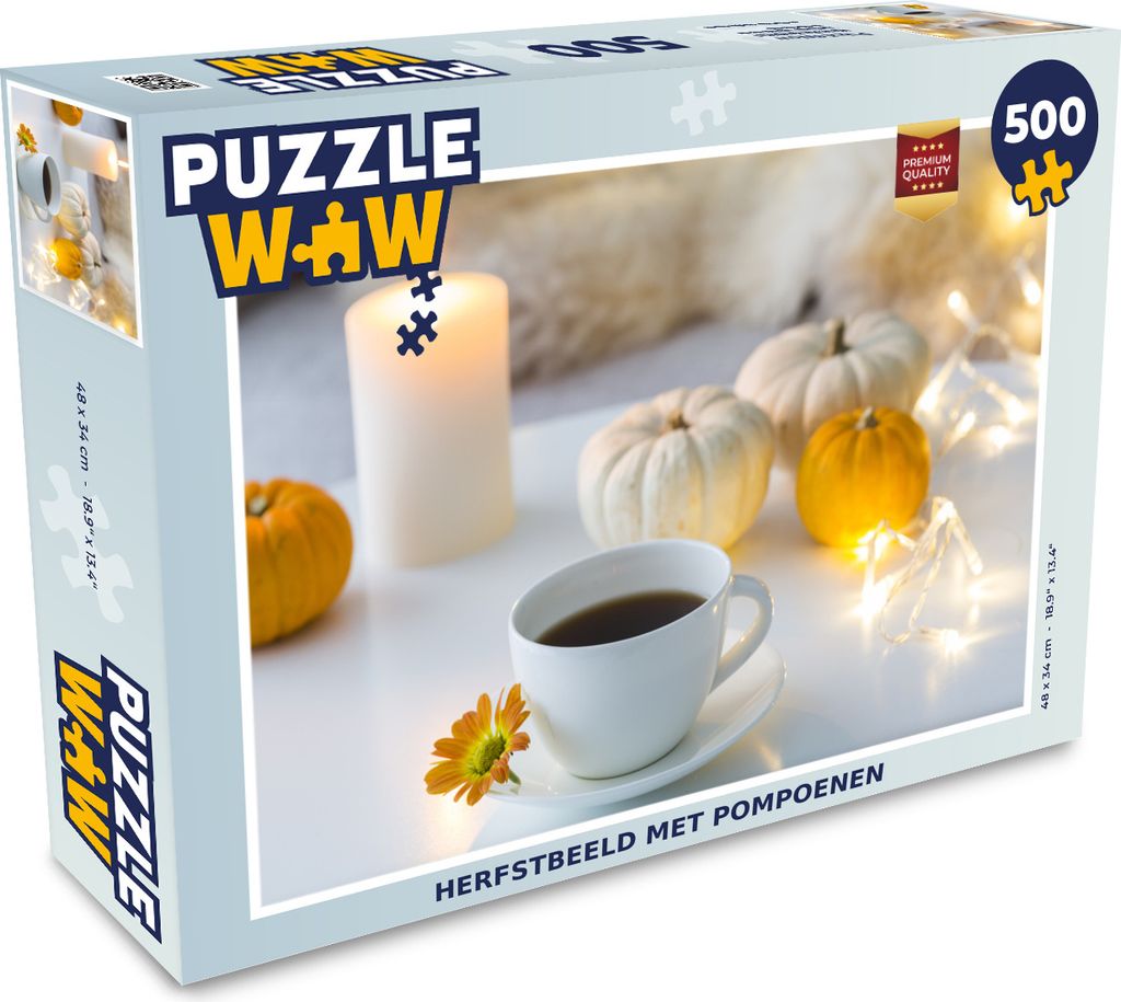 MuchoWow Puzzle 500 Teile Kürbis - Kaffee - Kerze - 500 Teile - Kinder - Selberbauen - Puzzlespiele