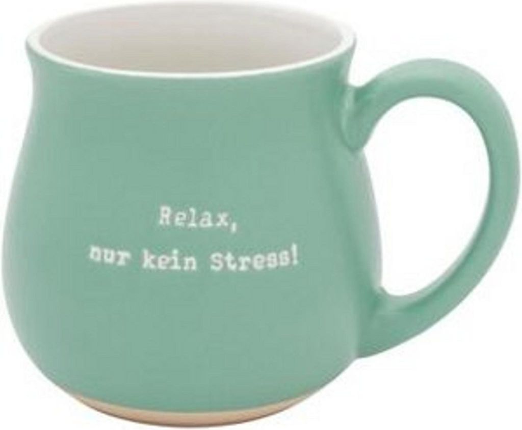 GRUSS & CO Tasse bauchig graviert \Relax, nur kein Stress!"