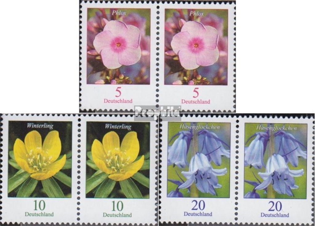 Briefmarken BRD (BR.Deutschland) 2017 Mi 3296wP,3314wP-3315wP waagerechte Paare (kompl.Ausg.) postfrisch Blumen
