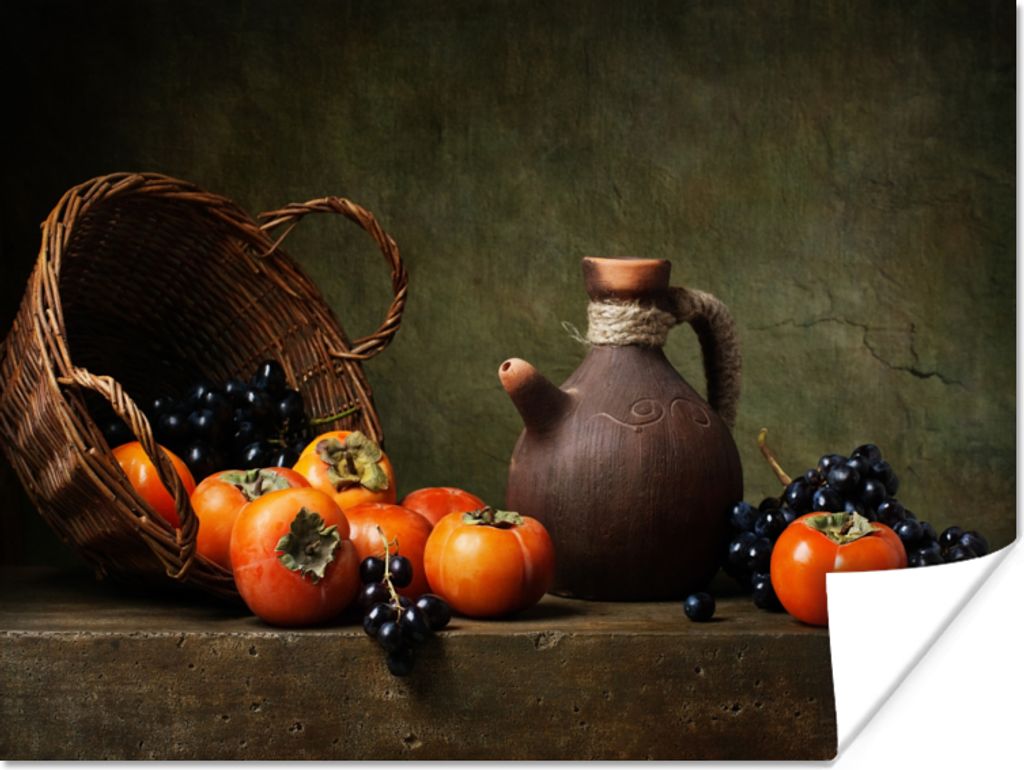MuchoWow Poster Rustikal - Obst - Korb - Stilleben 40x30 cm - Plakate für die Wände - Poster Wohnzimmer