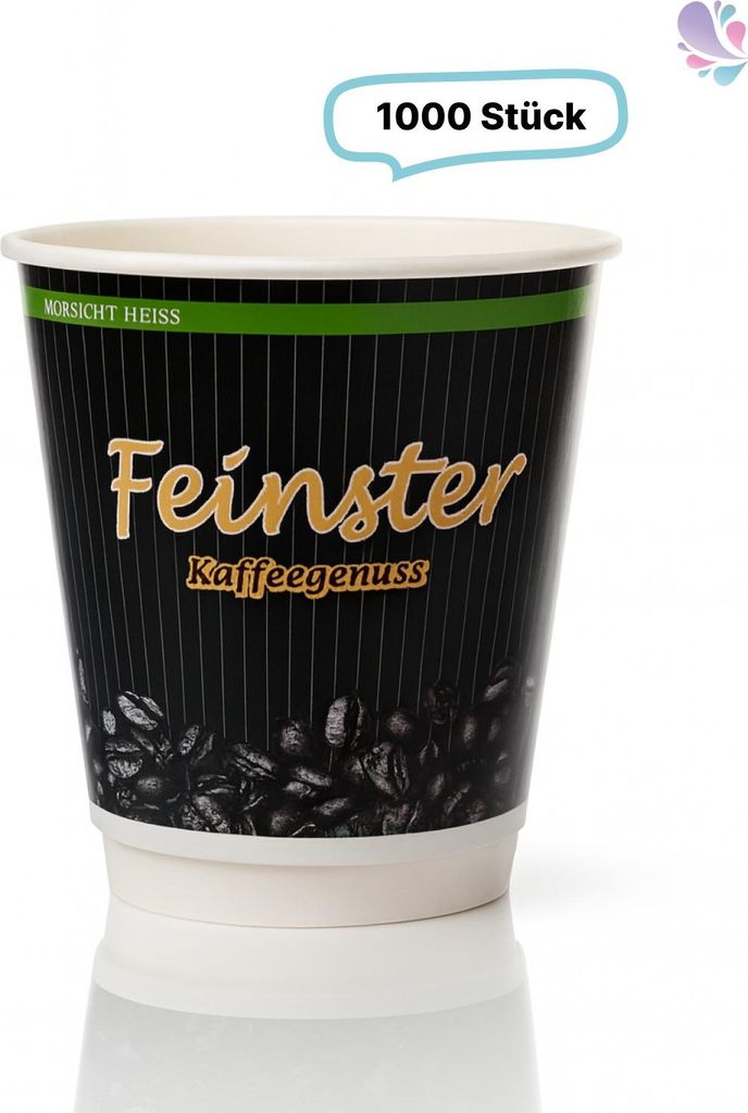 Kaffeebecher Doppelwand, Pappbecher 12oz, Volumen: 0,30 l, Ø 90 mm, 1.000 Stk, Kaffeegenuss