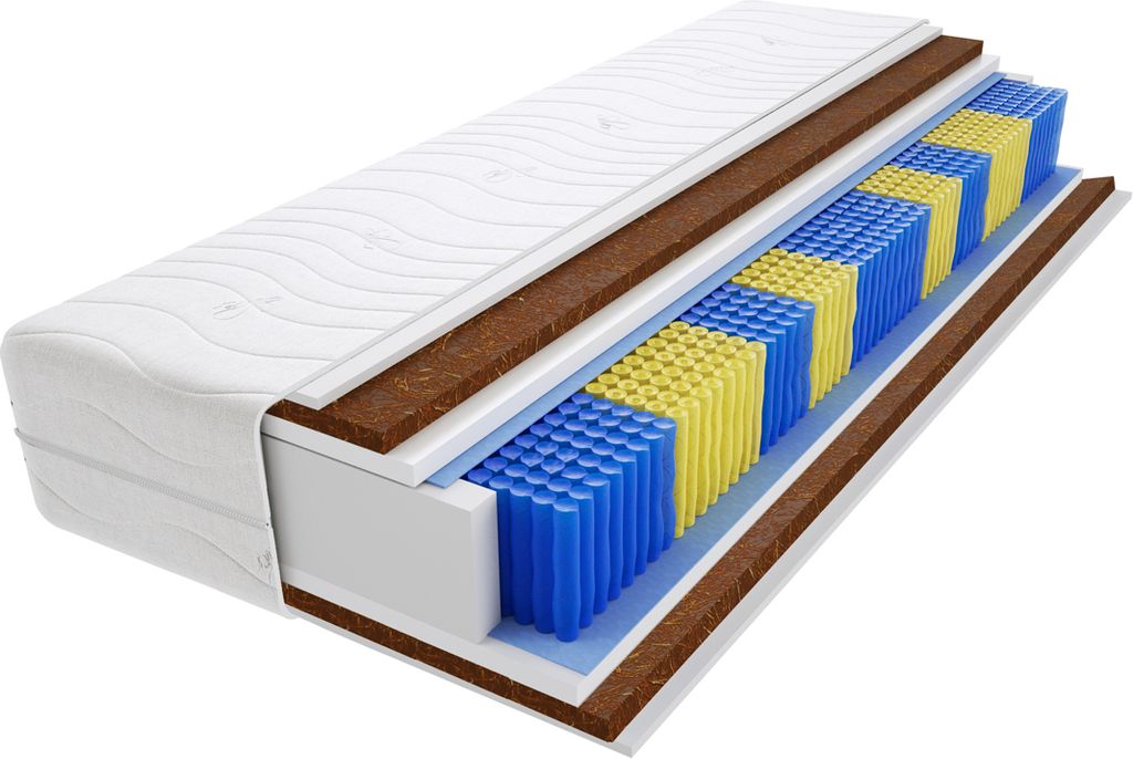 Matratze 110x215 cm Doppelmatratze, H4 Hart Federkernmatratze, Taschenfederkernmatratze 18 cm Hoch Kokosfaser Hypoallergene, HR-Schaum, Wendematrat...