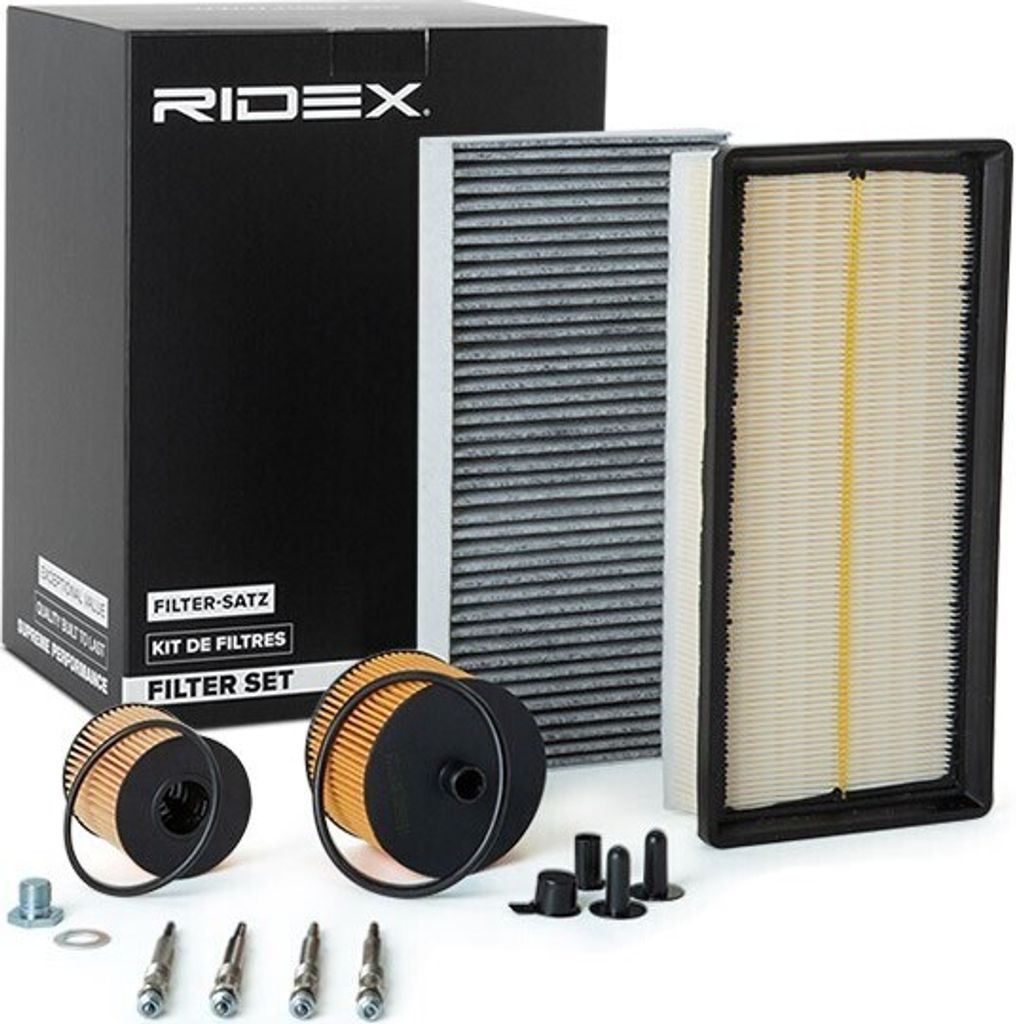 RIDEX Inspektionspaket Filterset passend für PEUGEOT 407 SW (6E) 407 (6D) 407 Coupe (6C) für CITROËN C5 II Break (RE)