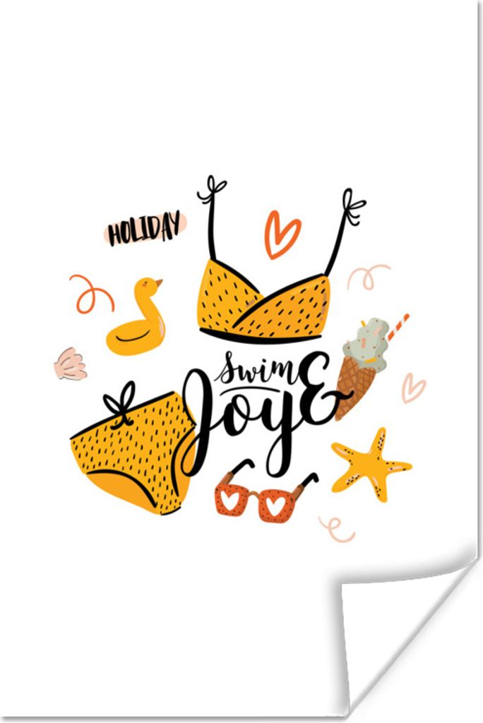 MuchoWow Poster Sommer - Bikini - Gelb 20x30 cm - Papierdruck