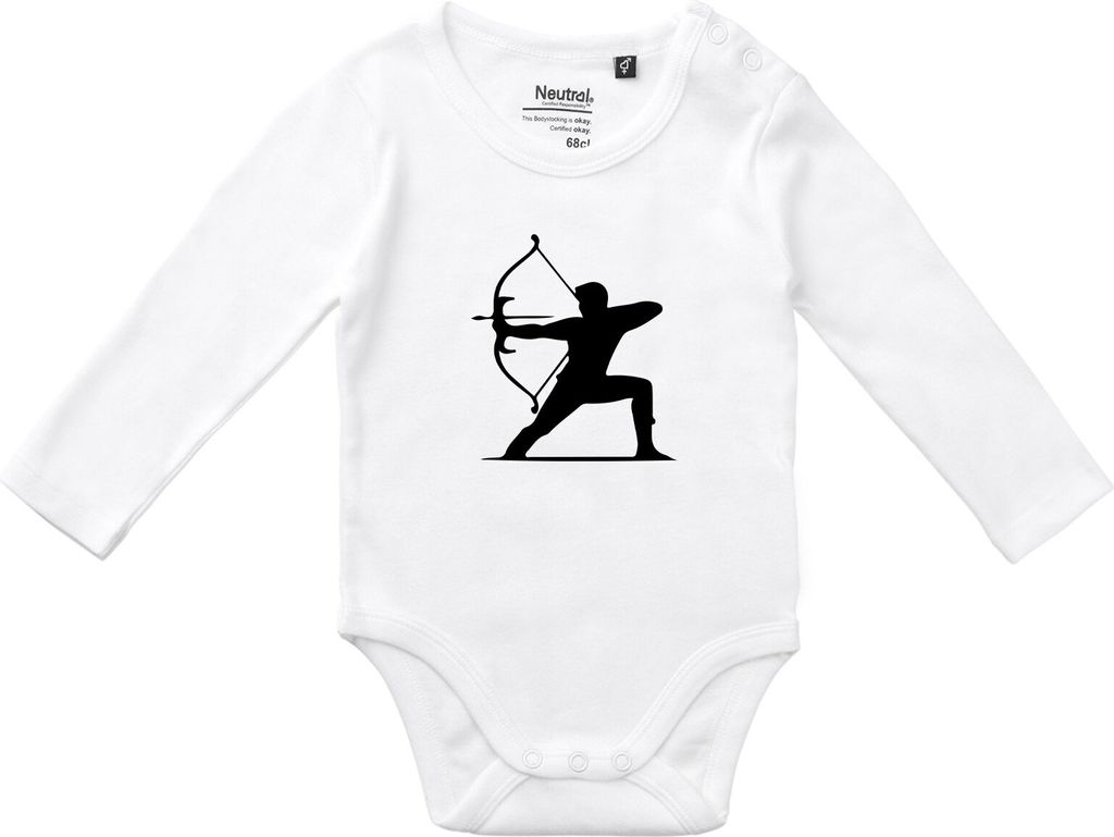 Huuraa Baby Body Bogenschießen Silhouette 80 White Baumwolle Fairtrade Langarmbody Geschenkidee
