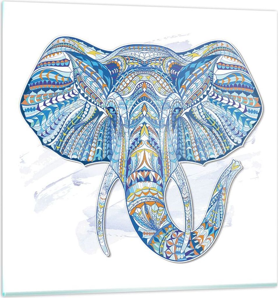 Bilder auf glas - Elefant Muster Tierwelt Afrika - 30x30cm - Glasbilder - Wandbilder - Kunstdruck - zum Aufhängen bereit - Wanddekoration aus Glas...