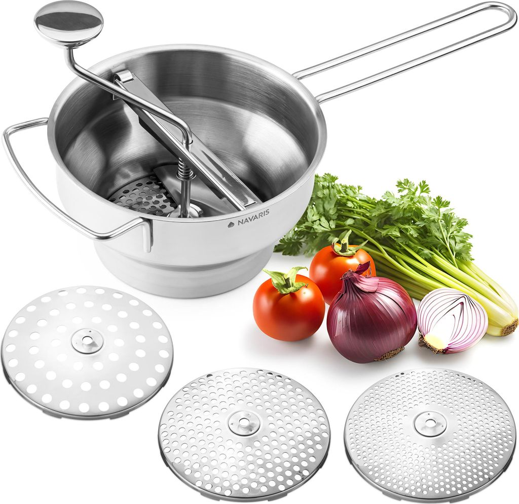 Navaris Passiergerät aus Edelstahl mit 3x Siebeinsatz - Produktbild 