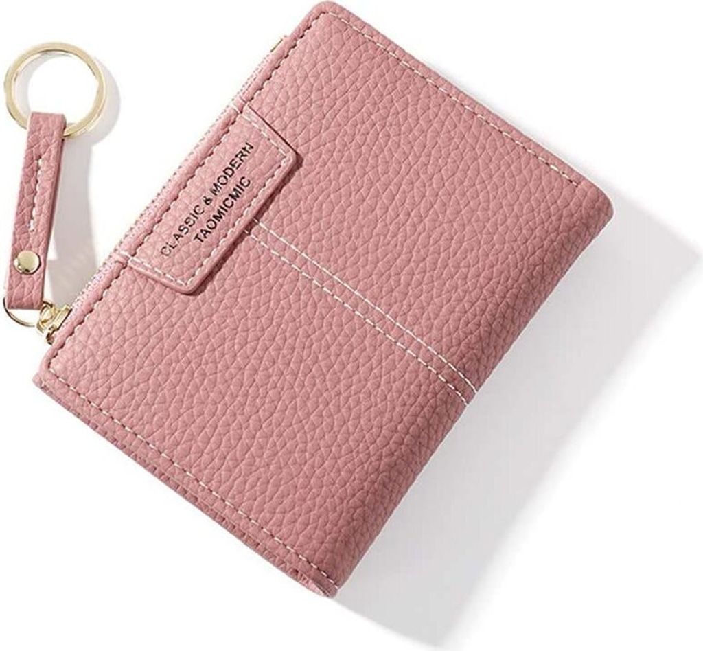 Damen Geldbeutel, Kunstleder Portemonnaie Multi Slots Kleine Brieftasche Kartenhalter Geldbörse Für Frauen (Rosa)
