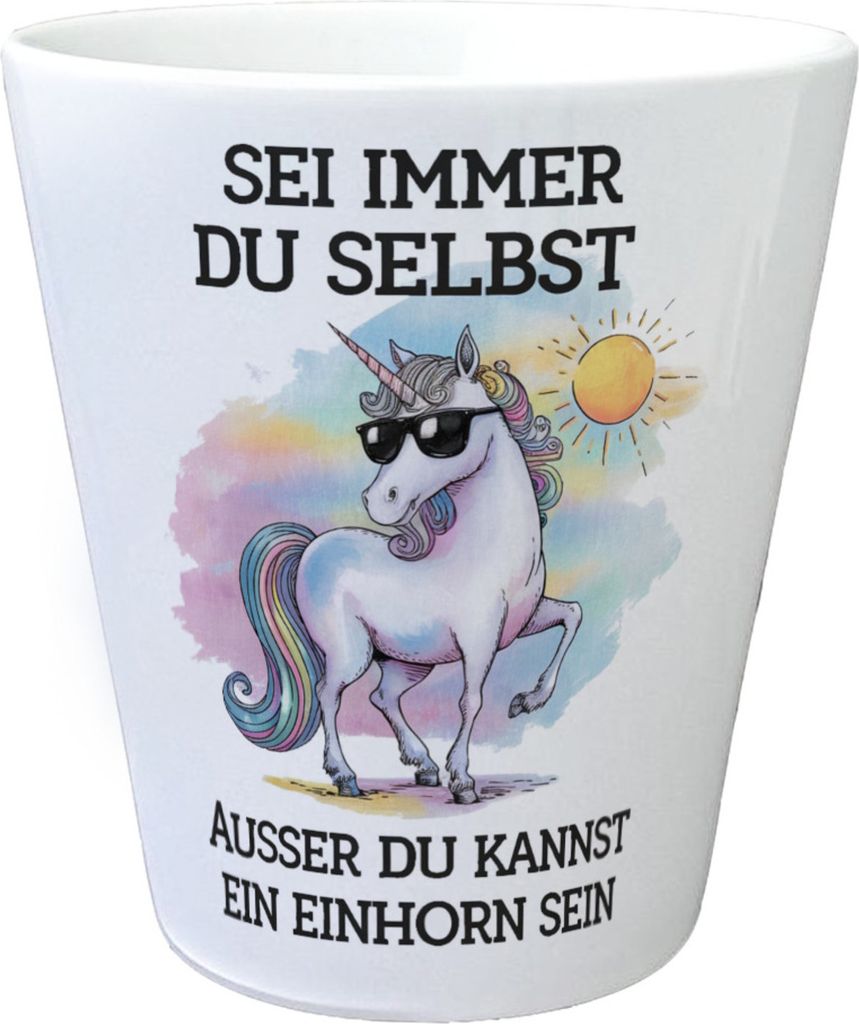 Einhorn mit Sonnenbrille Blumentopf Sei ein Einhorn