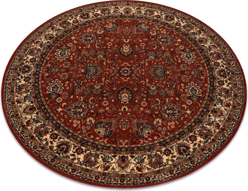 Wollteppich KASHQAI 4362 200 Kreis Ornament rotwein / beige rot rund 160 cm