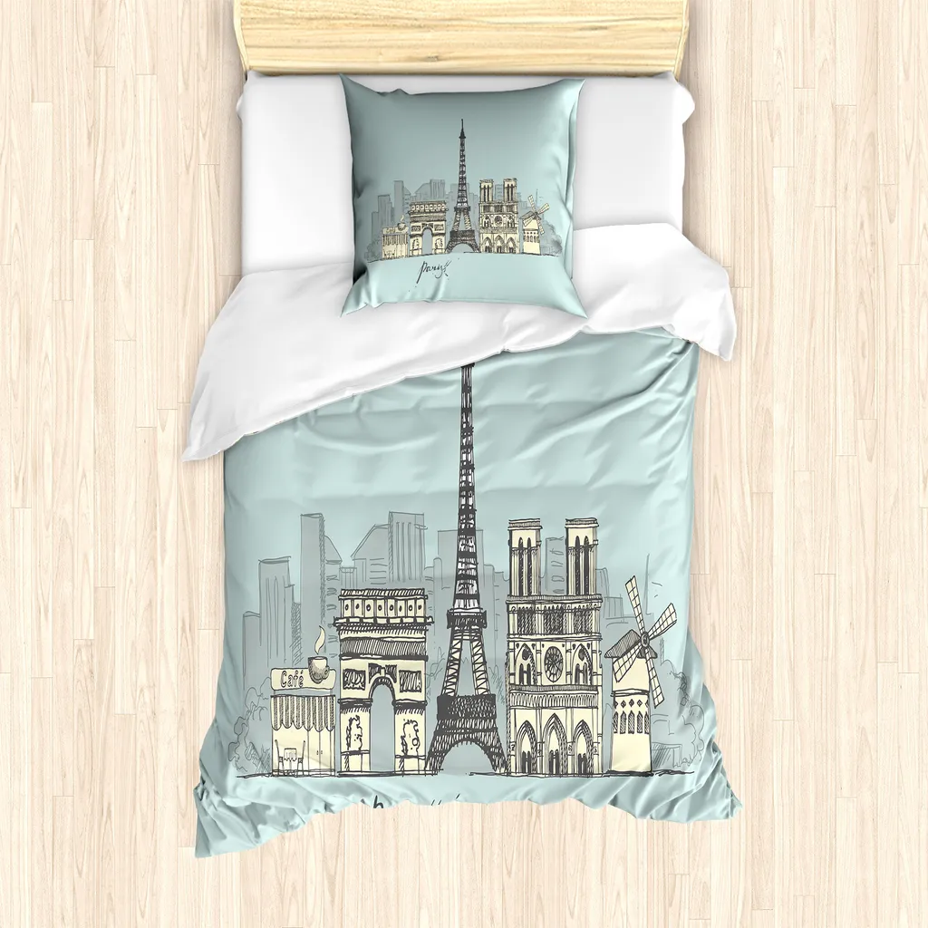 ABAKUHAUS Notre Dame Housse de Couette 135x200cm avec Taie d'Oreiller