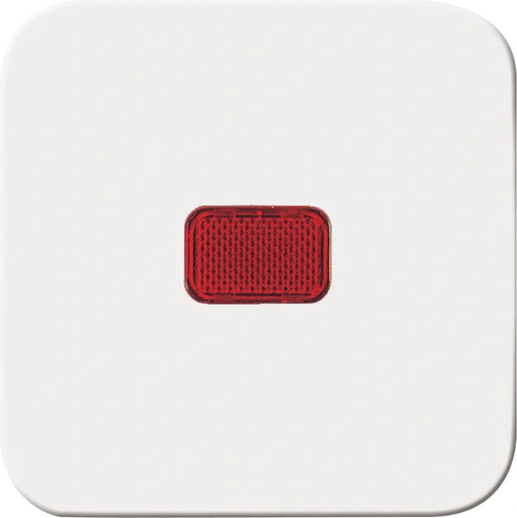 A single red rectangular reflector is centered on a white background.