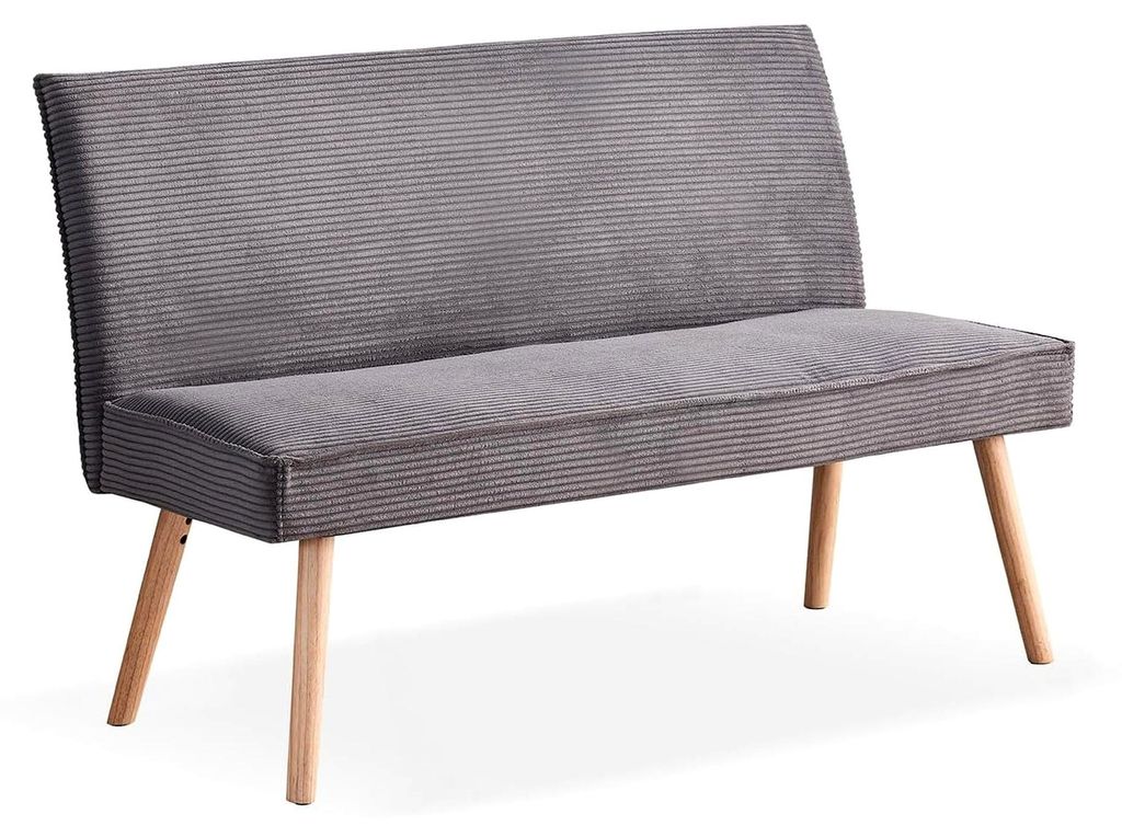 Sitzbank Paul, Kord Stoff Esszimmerbank 160cm gepolstert Holzbank für Esszimmer, Flur, Garderobe mit Massivholzbeinen, skandinavisches Design, Ant...