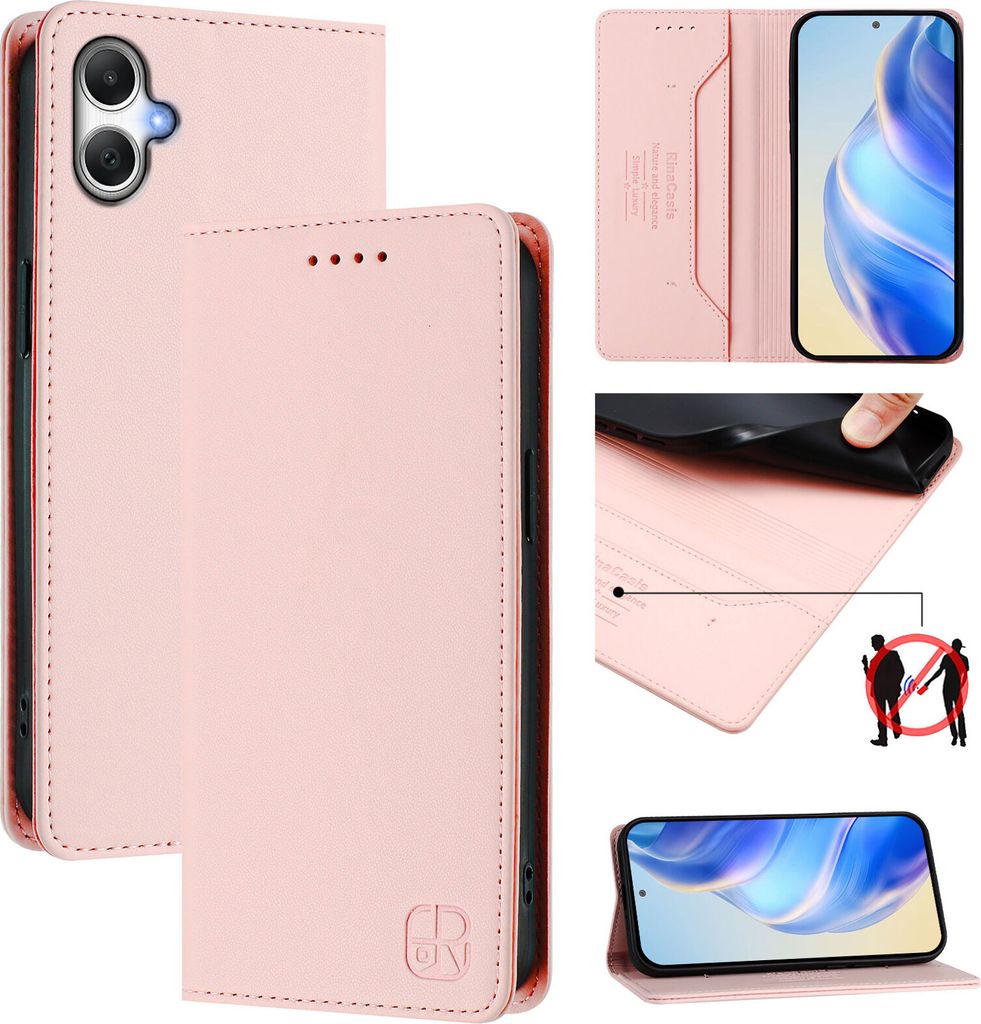 Lederhülle für Samsung Galaxy A06 Hülle Flip Brieftasche Kartenfächern Ständer Schutzhülle Pink