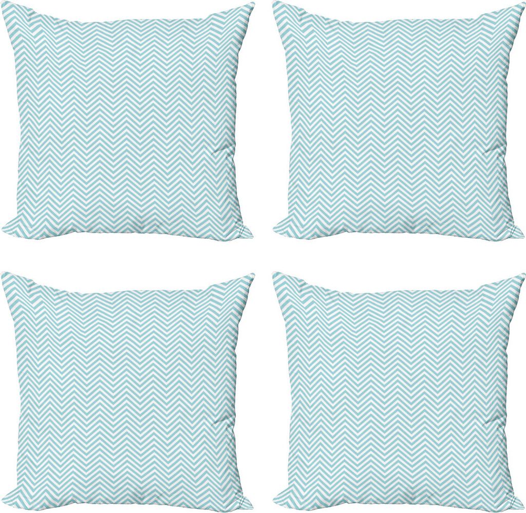 ABAKUHAUS Retro Kissenbezug Set (4 Stück), Große Punkte Kreise Shabby, Moderner Doppelseitiger Digitaldruck, 45 cm x 45 cm, Blassblau Weiß