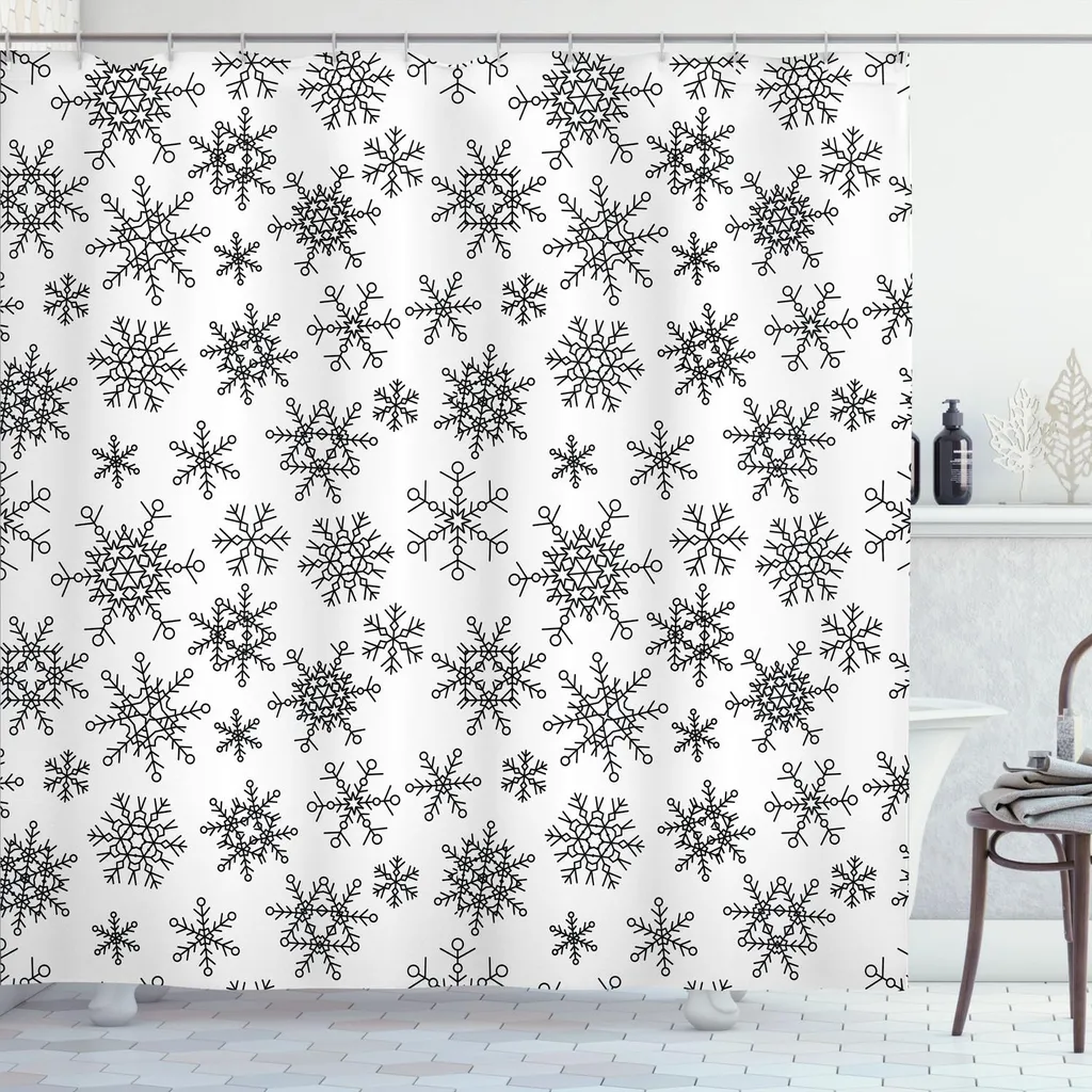 Tenda Bagno Design ABAKUHAUS Fiocco di Neve - Lusso Bianco Nero